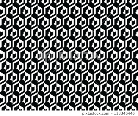 Black and white hexagon seamless pattern 133346446