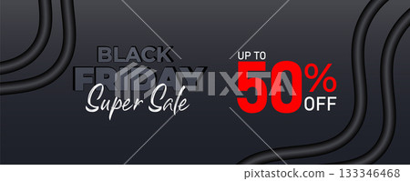 Black Friday Sale Promotion Web Banner Background Design. Black Friday Super Sale Discount Social Media Poster, Banner, or Backdrop Template for Cover Ads, Flyers, Invitation Card, Brochure 133346468