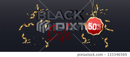 Black Friday Sale Promotion Web Banner Background Design. Black Friday Super Sale Discount Social Media Poster, Banner, or Backdrop Template for Cover Ads, Flyers, Invitation Card, Brochure 133346569