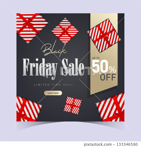 Black Friday Sale Promotion Web Banner Background Design. Black Friday Super Sale Discount Social Media Poster, Banner, or Backdrop Template for Cover Ads, Flyers, Invitation Card, Brochure 133346580