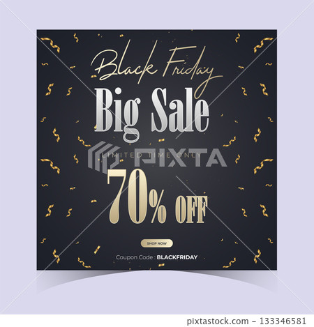 Black Friday Sale Promotion Web Banner Background Design. Black Friday Super Sale Discount Social Media Poster, Banner, or Backdrop Template for Cover Ads, Flyers, Invitation Card, Brochure 133346581