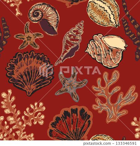 seamless pattern with sea shells seamless pattern with sea shells 133346591