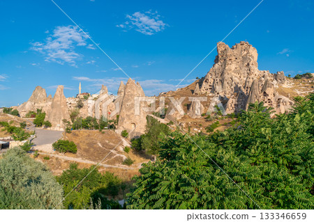 Volcanic rock formations landscape in Cappadocia, place of residence of ancient Christians 133346659