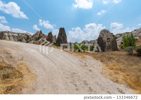 Volcanic rock formations landscape in Cappadocia, place of residence of ancient Christians 133346672