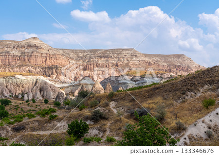 Volcanic rock formations landscape in Cappadocia, place of residence of ancient Christians 133346676