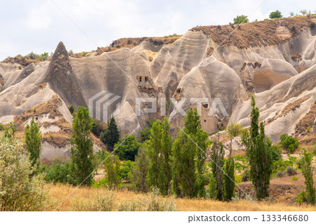 Volcanic rock formations landscape in Cappadocia, place of residence of ancient Christians Volcanic rock formations landscape in Cappadocia, place of residence of ancient Christians 133346680