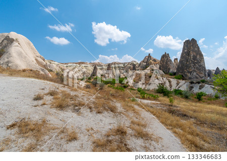Volcanic rock formations landscape in Cappadocia, place of residence of ancient Christians Volcanic rock formations landscape in Cappadocia, place of residence of ancient Christians 133346683