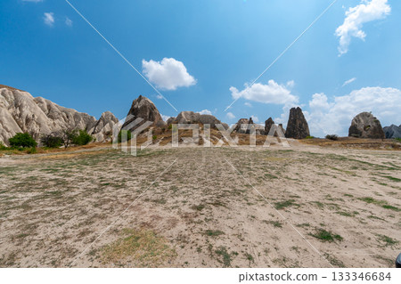 Volcanic rock formations landscape in Cappadocia, place of residence of ancient Christians Volcanic rock formations landscape in Cappadocia, place of residence of ancient Christians 133346684