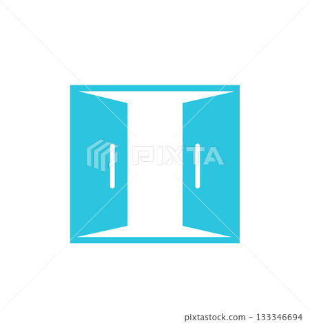 Double door icon. isolated on white. From blue icon serie. Double door icon. isolated on white. From blue icon serie. 133346694