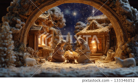 聖家被聖誕彩燈環繞 133346852