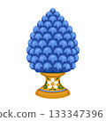 Traditional Sicilian pine cone ceramic symbol in blue with floral base in vector illustration style 133347396