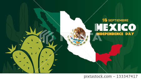 September 16 Mexico Independence Day Web Banner and Background. Mexican National Day Celebrations Banner With Mexico Flag For Social Media Cover ads, invitation card, backdrop, brochure, poster 133347417