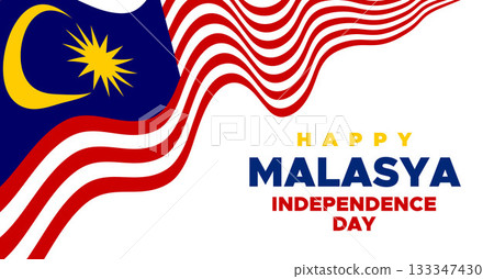 Malaysia Independence Day Web Banner and Background. Happy 31st August Malaysia National Day Celebration Banner With Malaysian Flag Template for Poster, Advertising Post, cover, Card, flyer, header 133347430