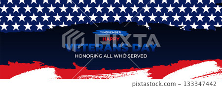 Happy Veterans Day Honoring All Who Served Banner Template. 11 November USA Veteran Day National Holiday Web Banner Background With American Flag For Brochure, Cover, Poster, Header, Greeting Card Happy Veterans Day Honoring All Who Served Banner Template. 11 November USA Veteran Day National Holiday Web Banner Background With American Flag For Brochure, Cover, Poster, Header, Greeting Card 133347442