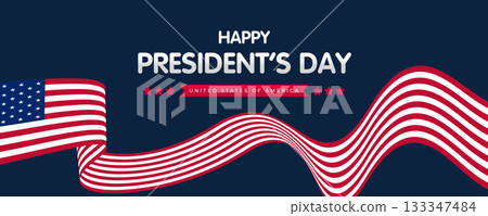 Happy Presidents Day Web Banner With USA Flag. Presidents Day Cover, Website, Header Background. Washington's Birthday Celebrated in United States Suitable for Poster, Greeting Card, Brochure, post Happy Presidents Day Web Banner With USA Flag. Presidents Day Cover, Website, Header Background. Washington's Birthday Celebrated in United States Suitable for Poster, Greeting Card, Brochure, post 133347484