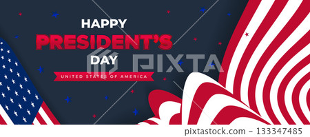 Happy Presidents Day Web Banner With USA Flag. Presidents Day Cover, Website, Header Background. Washington's Birthday Celebrated in United States Suitable for Poster, Greeting Card, Brochure, post Happy Presidents Day Web Banner With USA Flag. Presidents Day Cover, Website, Header Background. Washington's Birthday Celebrated in United States Suitable for Poster, Greeting Card, Brochure, post 133347485