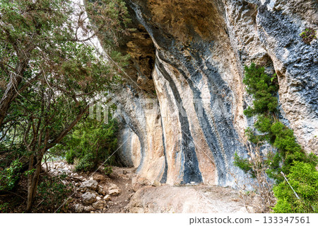 Limestone detail of a rock face in the Verdon Gorge or Grand Canyon du Verdon in Provence, France Limestone detail of a rock face in the Verdon Gorge or Grand Canyon du Verdon in Provence, France 133347561