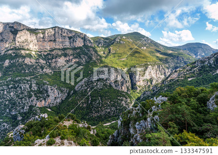 Verdon Gorge, Gorges du Verdon in French Alps, Provence, France. Amazing landscape of the famous canyon Verdon Gorge, Gorges du Verdon in French Alps, Provence, France. Amazing landscape of the famous canyon 133347591