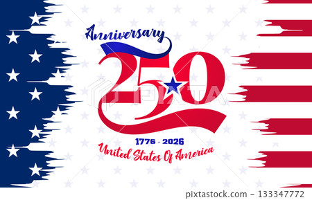 American 250 Dynamic Brush Wave Banner. USA Strong Ribbon Flow Background American 250 Dynamic Brush Wave Banner. USA Strong Ribbon Flow Background 133347772
