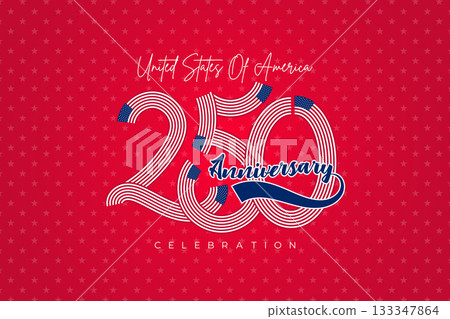 USA 250th Celebration Premium Pattern Banner. Red Star Pattern Patriotic Festival Background 133347864