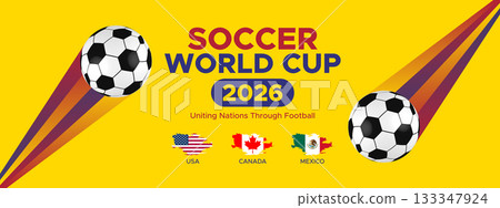 Soccer World Cup 2026 Yellow Blue Abstract Banner Soccer World Cup 2026 Yellow Blue Abstract Banner 133347924