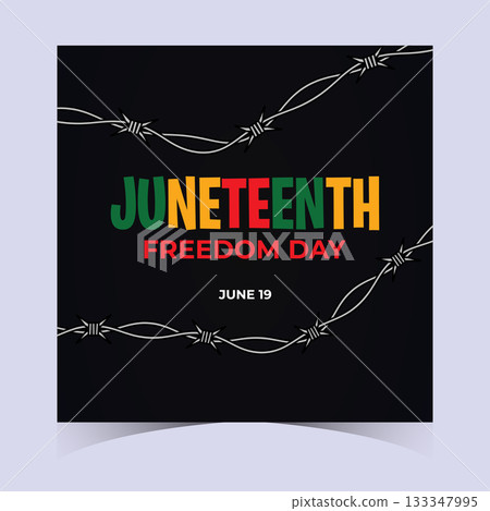 Juneteenth Freedom Colors Brush Art Banner Background 133347995