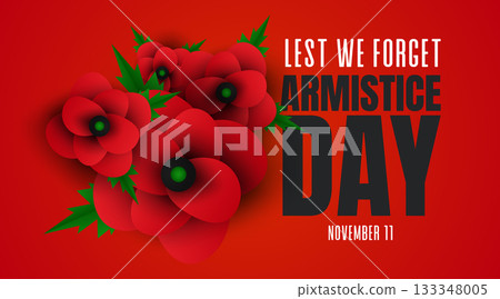 Bold Armistice Day Poster with Poppy Arrangement 133348005