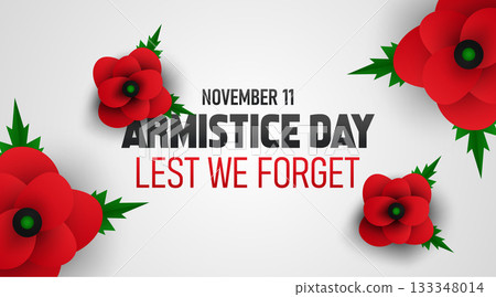 Modern Armistice Day Graphic with Minimalist Poppy Placement Modern Armistice Day Graphic with Minimalist Poppy Placement 133348014