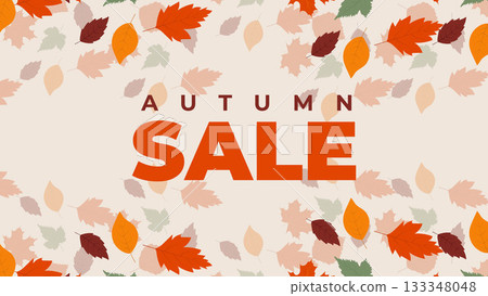 Autumn Sale Background with Handwritten Typography and Soft Leaves Pattern 133348048