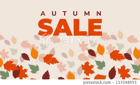 Modern Autumn Sale Banner with Red and Orange Leaves on Beige Background, Perfect for Seasonal Promotions Modern Autumn Sale Banner with Red and Orange Leaves on Beige Background, Perfect for Seasonal Promotions 133348055