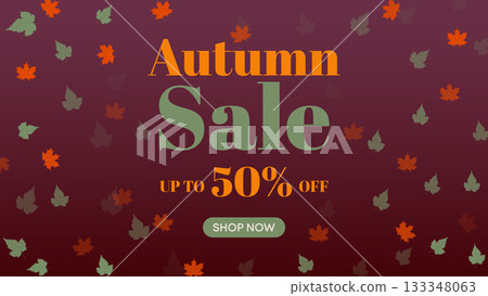 Autumn Sale Banner with Rich Burgundy Background and Orange Leaves, Ideal for Stylish Promotions Autumn Sale Banner with Rich Burgundy Background and Orange Leaves, Ideal for Stylish Promotions 133348063