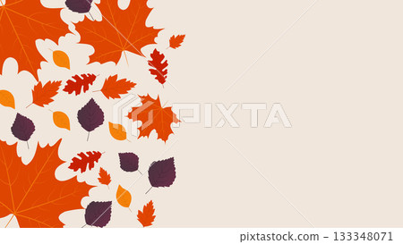 Autumn Sale Banner with Scattered Leaves and White Space, Great for Clean and Modern Promotions 133348071
