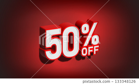 50% percent off 3D illustration on red background. 50 percent off discount promotion sale web banner 50% percent off 3D illustration on red background. 50 percent off discount promotion sale web banner 133348126