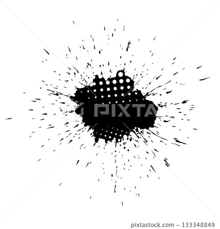 Black blot isolated on white background. Hand drawn. Not AI, vector illustration. Black blot isolated on white background. Hand drawn. Not AI, vector illustration. 133348849