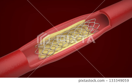 Medical stent inside blood vessel Medical stent inside blood vessel 133349059