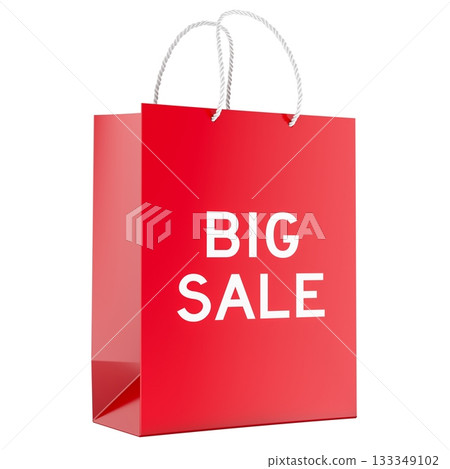 Big Sale, red shopping bag. 3D rendering 133349102