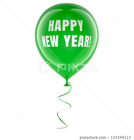 Happy New Year, green balloon. 3D rendering 133349113