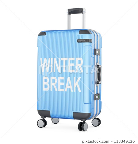 Winter break concept with blue suitcase. 3D rendering 133349120