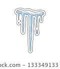 A hanging icicle icon dripping downward, shaped like frozen winter crystals. 133349133