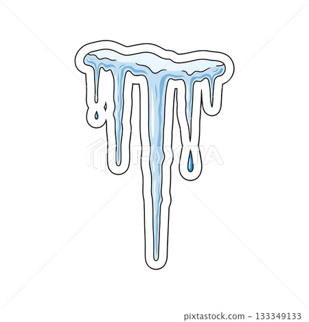 A hanging icicle icon dripping downward, shaped like frozen winter crystals. 133349133