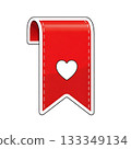 A red bookmark icon with a white heart symbol, simple and decorative. 133349134