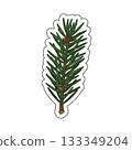 A simple evergreen branch icon representing holiday greenery and winter nature. 133349204