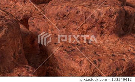 Detailed Close Up of Rough Brown Rock Surface 3d render. Detailed Close Up of Rough Brown Rock Surface 3d render. 133349412