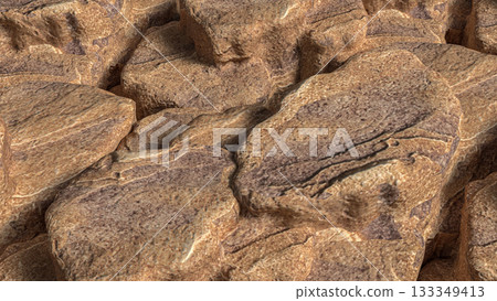 Natural Beige Rock Surface Texture Close Up 3d render. 133349413