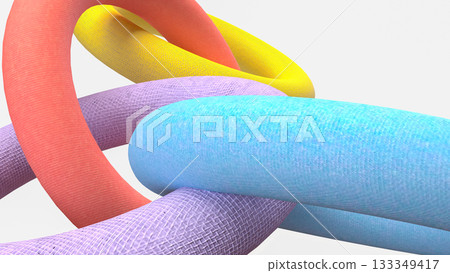 The Colorful Abstract 3D Torus Shapes Interlocked for Abstract Background concept. The Colorful Abstract 3D Torus Shapes Interlocked for Abstract Background concept. 133349417