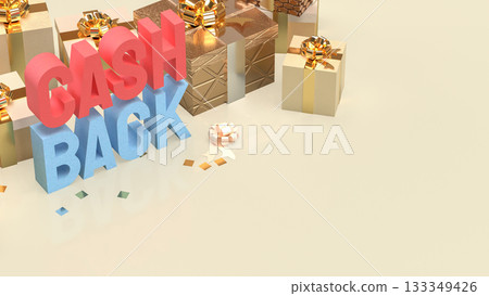 Cash Back Text with Luxury Gift Boxes on Beige Background 3d render. 133349426