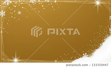Elegant gold frame Christmas background, gold design with soft snow and light Elegant gold frame Christmas background, gold design with soft snow and light 133350447