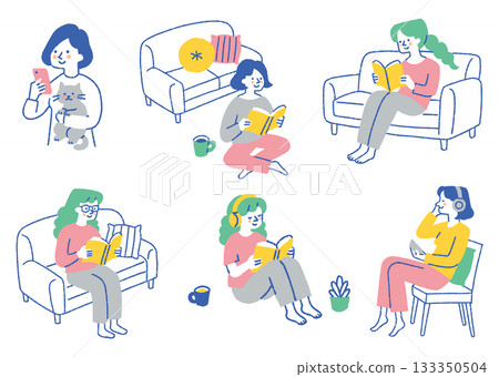 女性享受日常生活_彩色 女性享受日常生活_彩色 133350504