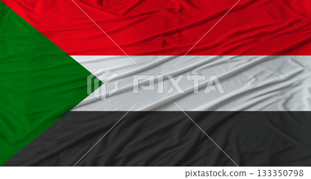 Sudanese flag waving Flag of Sudan with cloth texture Sudanese flag waving Flag of Sudan with cloth texture 133350798