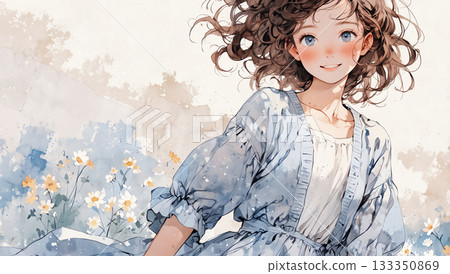 A scene of a girl alone - AI-generated material 133350869